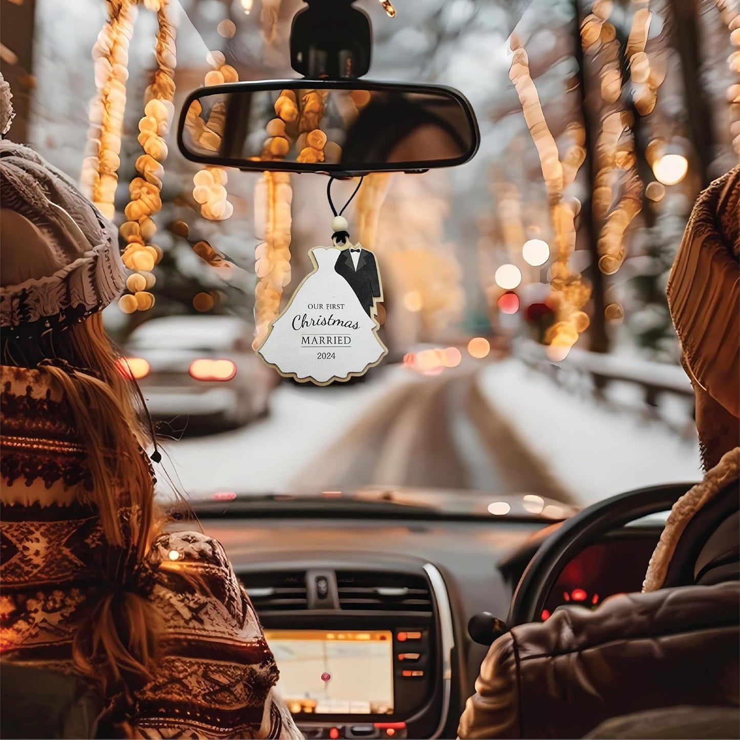 First Christmas Married Ornament 2024 Wedding Gifts for Couple, Mr and Mrs Gifts, Wedding Shower Gifts, Wedding Ornament, 2-Layer Wood Ornament