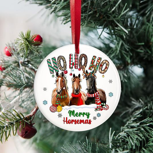 Horse Christmas Ornament 2024, Ornaments for Horse Lovers, Horses Ornament, Christmas Horse Family Ornament, Horse Farm Christmas Ornament, Horse Riding Ornament for Riders, HO HO HO Merry Horsemas