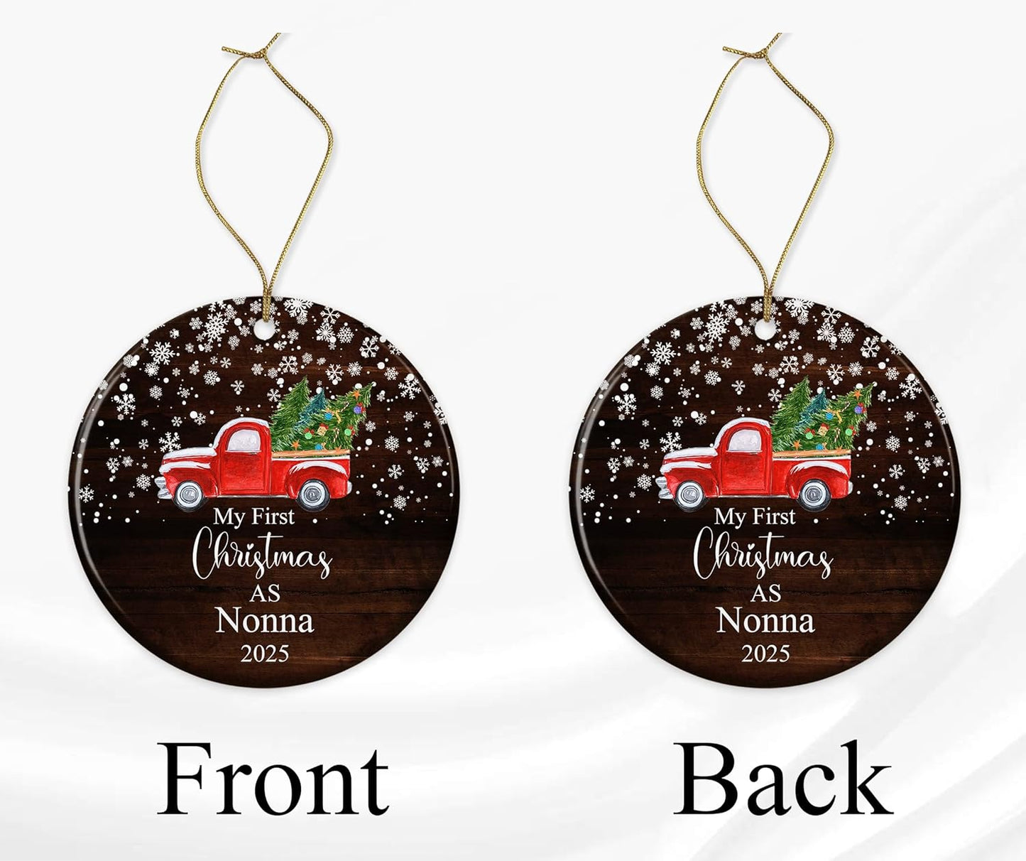 My First Christmas As Nonna Ornament 2021- New Nonna Ornament 2021 - Nonna Ornament - Ornament Gifts for Nonna - Ceramic Round Decoration Ornament Both Sides White