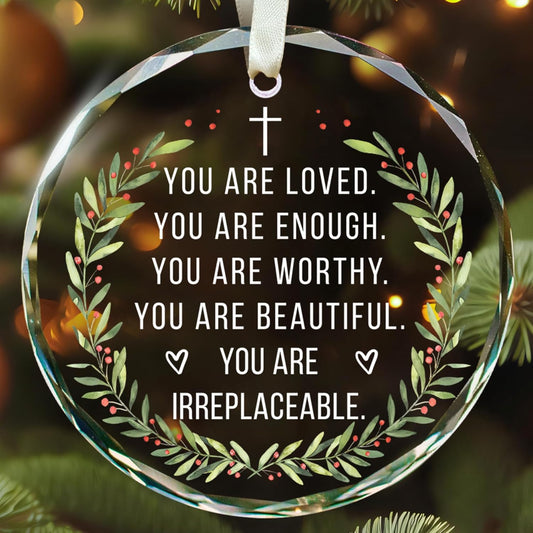 Inspirational Christmas Ornaments - Motivational, Thank You Ornaments for Christmas Tree - Inspirational Gifts for Women, Motivational Positive Gifts - Glass Ornament