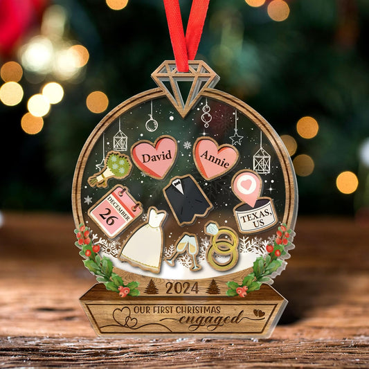 Personalied Our First Christmas Engaged 2024 Shaker Ornament, Engaged Christmas Ornament 2024, Our First Christmas Together Ornament 2024, 1st Christmas Engaged Ornament, Wedding Ornament 7