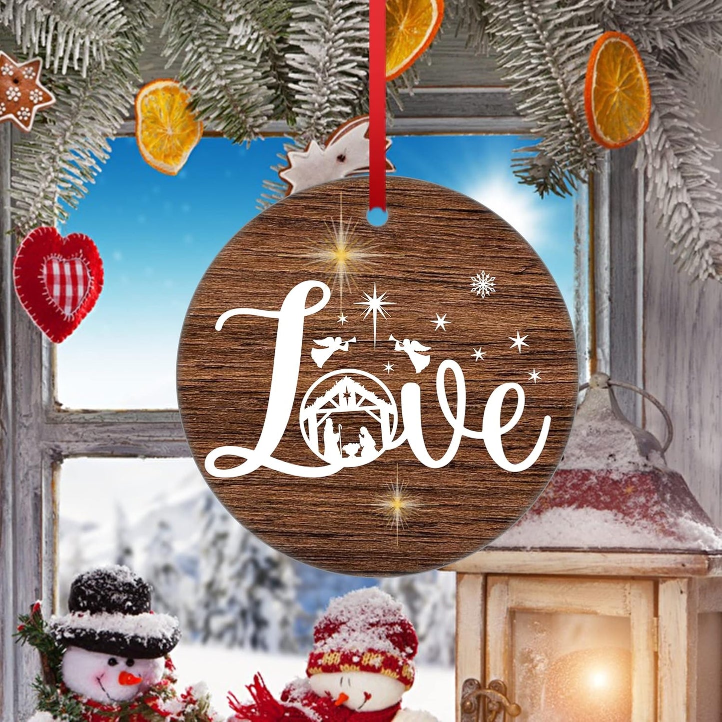 Love Christmas Ornament Religious Ornament Wife Husband Xmas Gift Ornament Nativity Scene Ornament Baby's First Christmas Tree Ornament God Bless This Baby Ceramic Ornament to Dad Mom