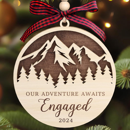Engagement Gifts for Couples - Gifts for Newly Engaged Couples - Happy Engagement Gift for Women, Bride, Friends - Engaged Ornament 2024 - Wood Ornament