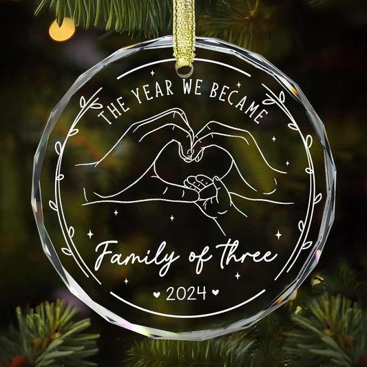 Family of 3 Ornament - Ornament Gift for New Mom, New Dad - 1st Time Mom, 1st Time Dad Gift - Xmas Tree, Car Hanging & Wine Bottle Decoration