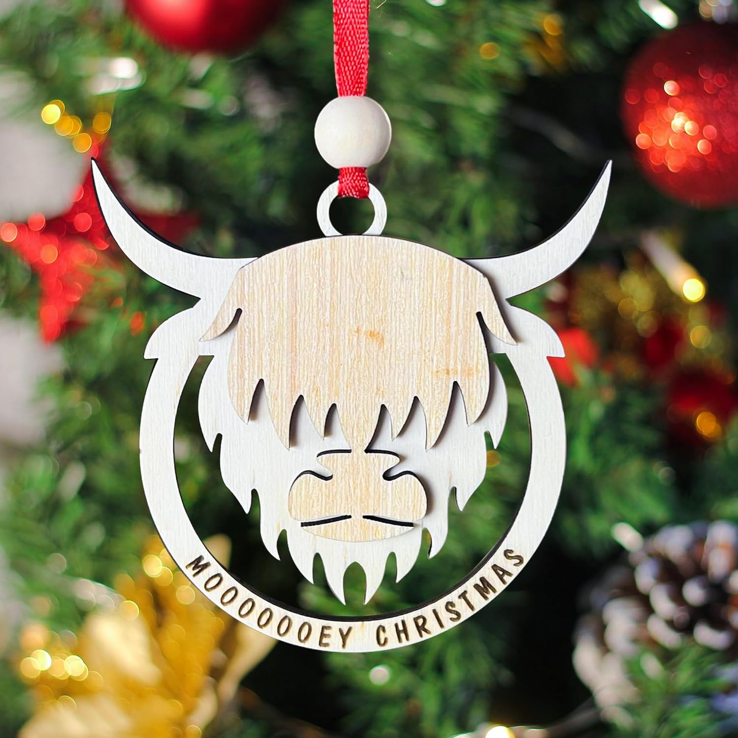 Highland Cow Christmas Ornament Wooden,Highland Cow for Christams Tree Ornament, Farm Ornament, Highland Cow Decor, Cow Ornament