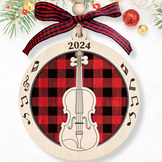 Violin Ornament - Violin Christmas - Violin Ornaments 2024, Music Christmas Ornaments - Violin Gifts for Girls, Women, Men, Violin Player, Teacher - Wood Ornament