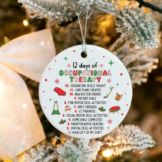 Christmas Occupational Therapy Ornament, 12 Day of Occupational Therapy Ornament, OT Christmas Ornament, Occupational Therapist Ornament, Gift for OT