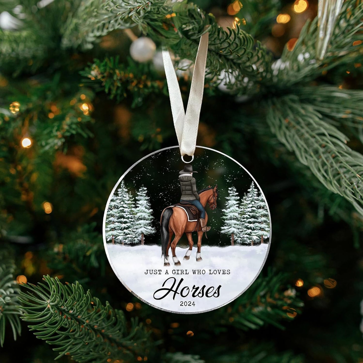 Horse Ornaments for Christmas Tree - Horse Gifts for Girls, Women - Animal Christmas Ornaments - Acrylic Ornament