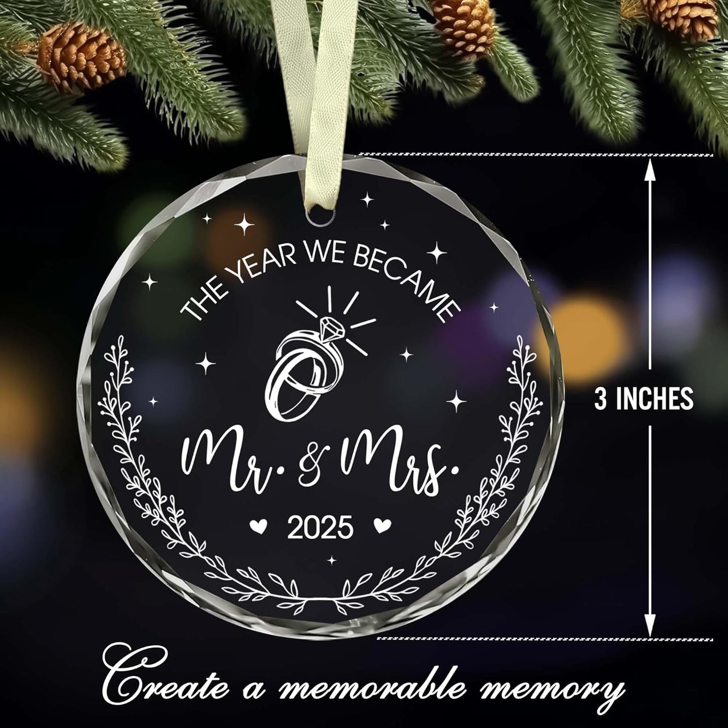 Wedding Gifts for Couples 2025 - Mr and Mrs - Gifts for Newly Bride Groom - Just Married Ornaments 2025 - Just Married Decorations - Bridal Shower Ornaments - The Year We Became Mr & Mrs