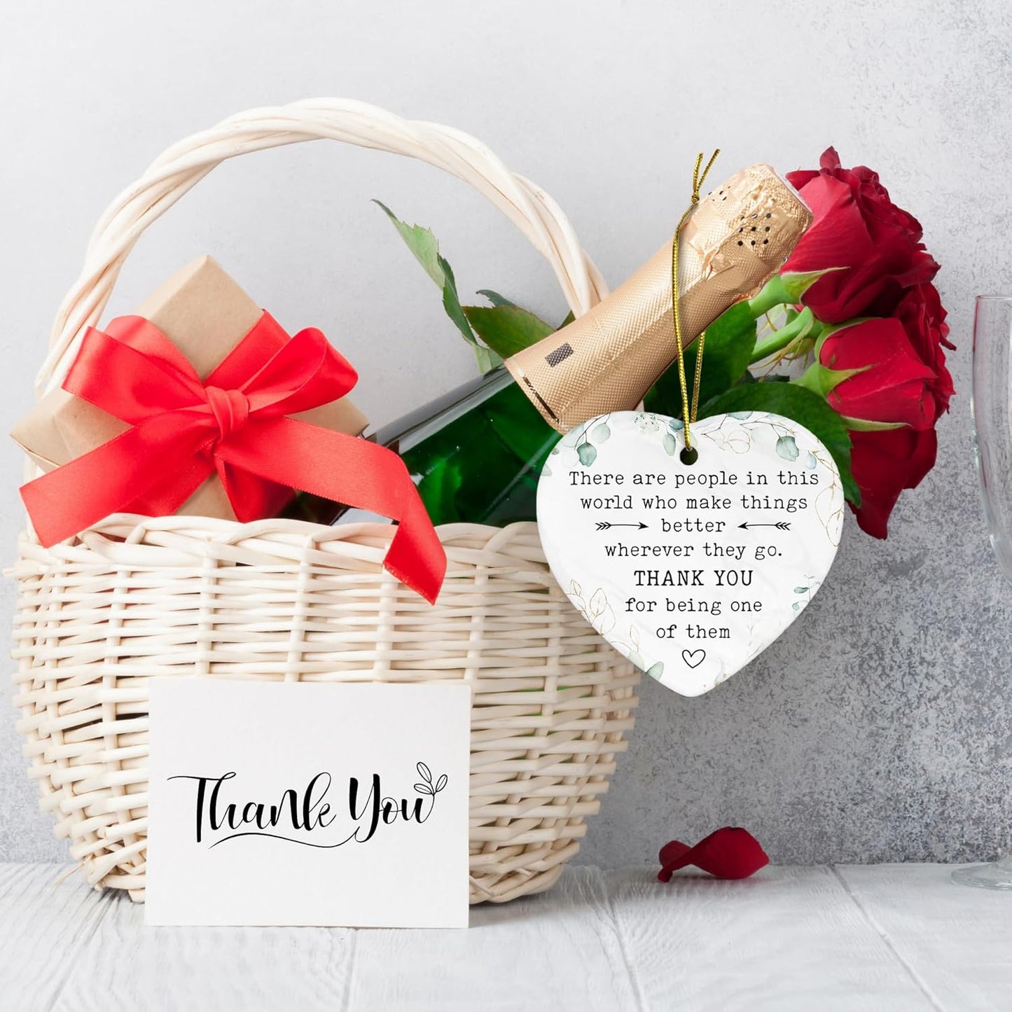 Thank You Gifts - Employee Appreciation Gifts - Retirement Gift for Woman, Men - Teacher Appreciation Gift - Ideas for Coworker, Boss - Ceramic Heart Hanging Ornament