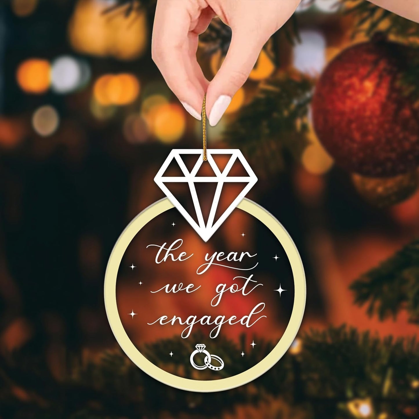 First Christmas Married Ornament 2024, Engagement Ornament 2024, The Year We Got Engaged Ornaments 2024, Wedding Christmas Ornament, Newlywed Gifts for Couples (H57)