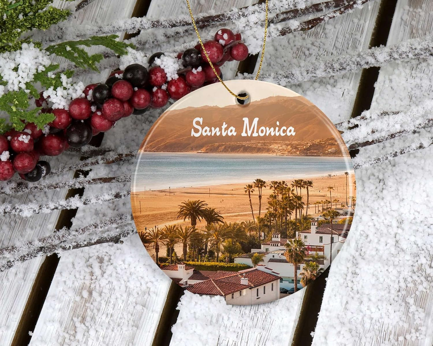 HTDesigns Santa Monica Ornament - Christmas Ornament - Christmas Ornament Tree Ornament - Santa Monica Christmas - Housewarming Gift - Travel