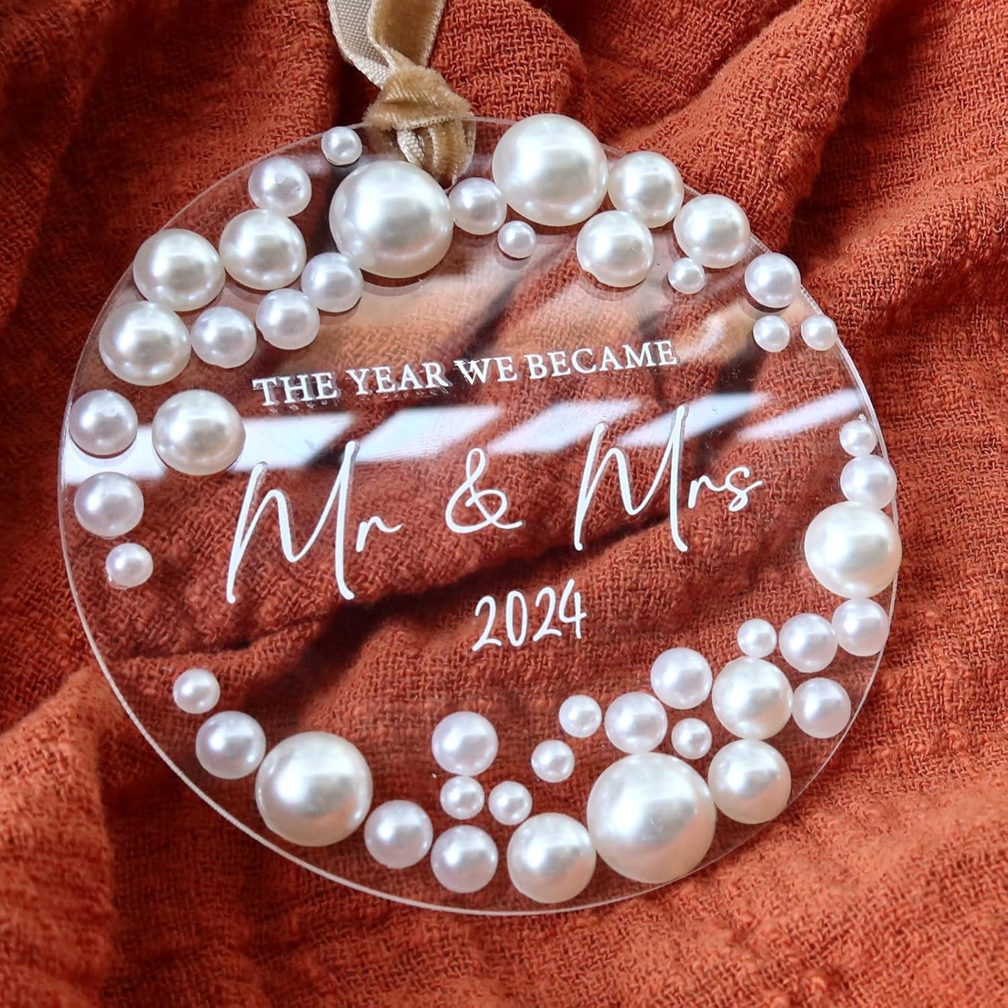 Wedding Gifts, Mr and Mrs Bridal Shower Gifts Couple, Bride, Wife, Her- First Married Christmas Ornament