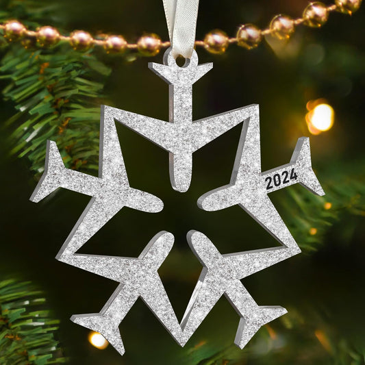 Airplane Ornaments 2024 - Airplane Christmas Ornament 2024 - Pilot Gifts for Men - Gifts for Travelers, Pilots, Crew, Men - Acrylic Ornament