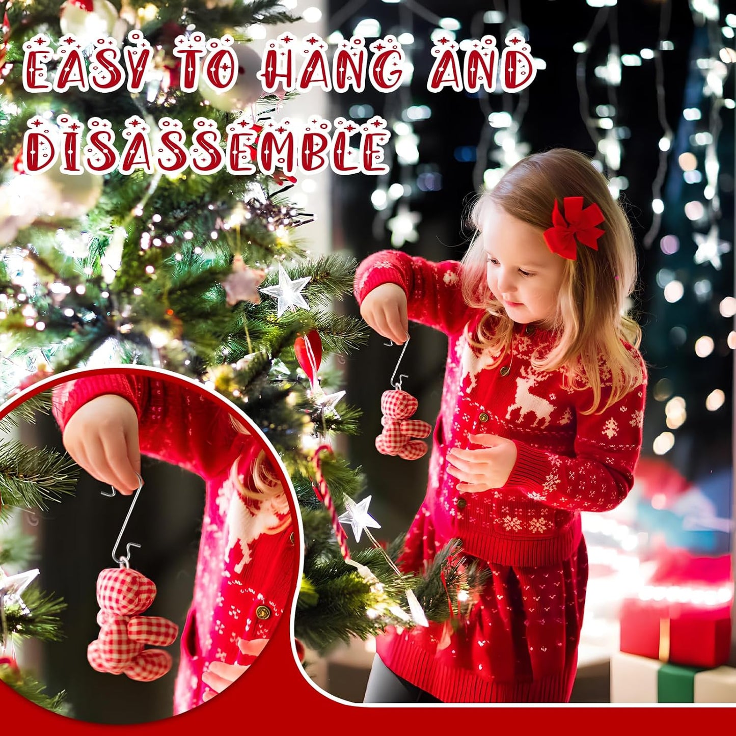 150 Pcs Ornament Hooks Christmas Ornament Hooks S-Shaped Ornament Hangers with Storage Box Christmas Tree Decorations Ornament Hangers Hooks-Festive Ornament for Christmas Tree Decorations(Sliver)