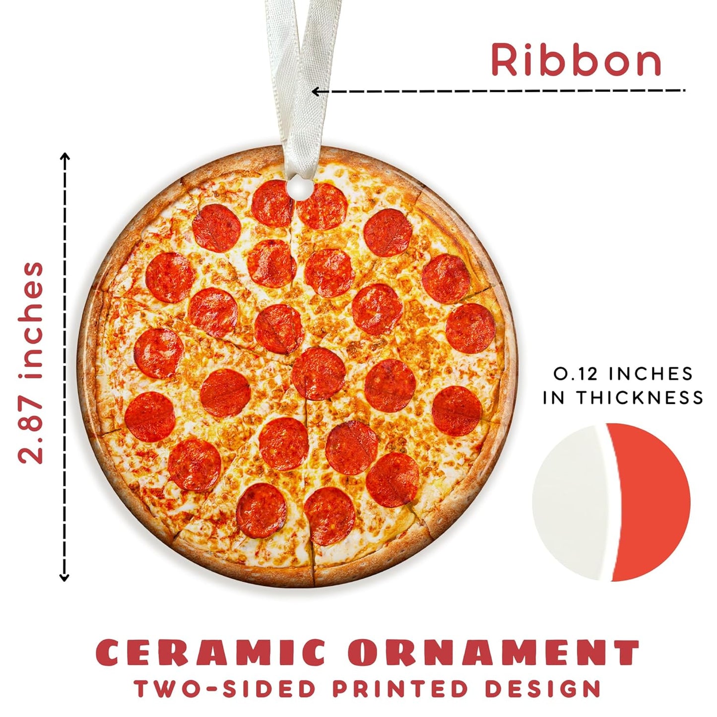 Pizza Ornaments for Christmas Tree - Pizza Gifts for Women, Men - Ceramic Ornament 2024