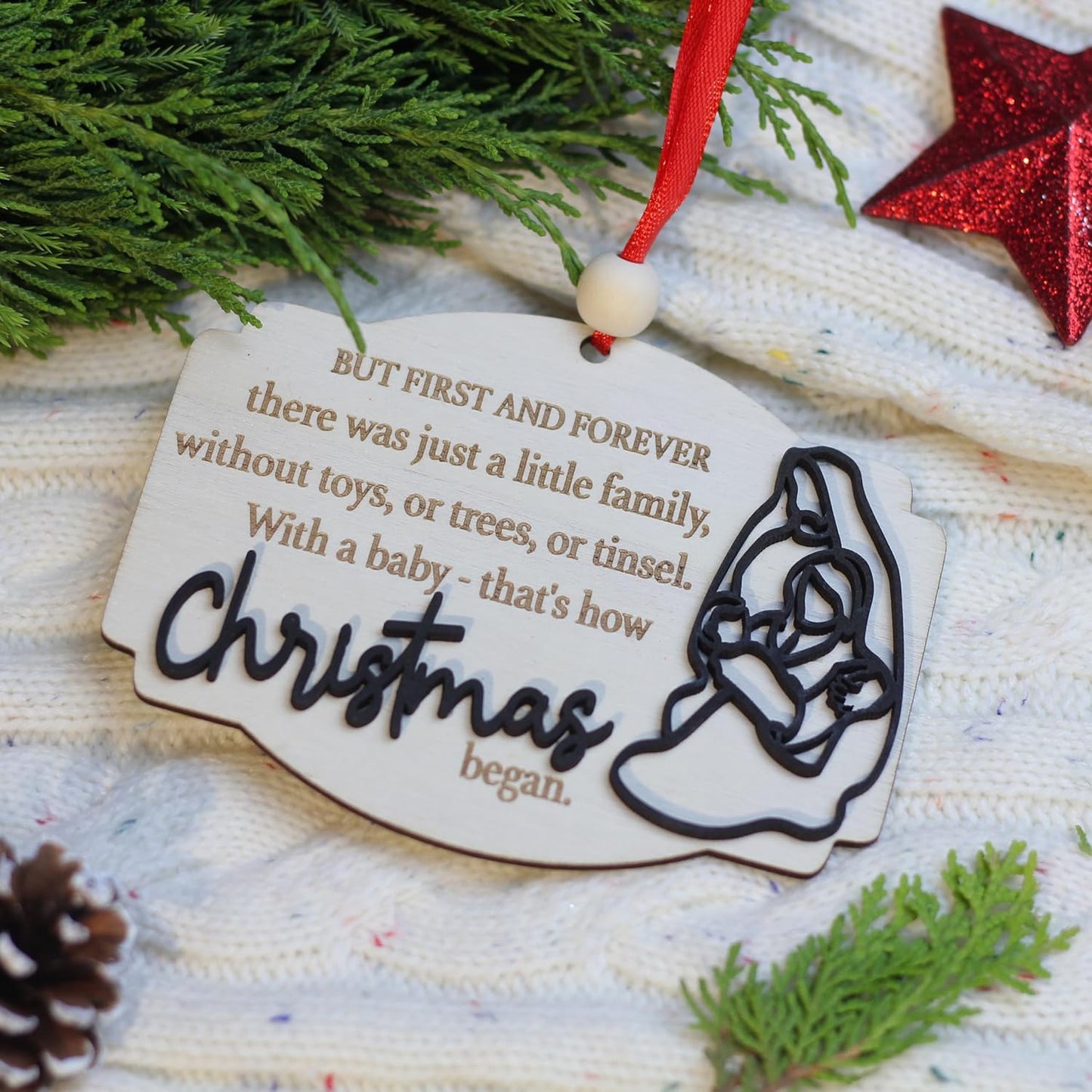 Nativity Christmas Ornament, First Christmas Ornament, Family Ornament, Special Ornament, Glowforge, Wood Ornament(T-A-O5)