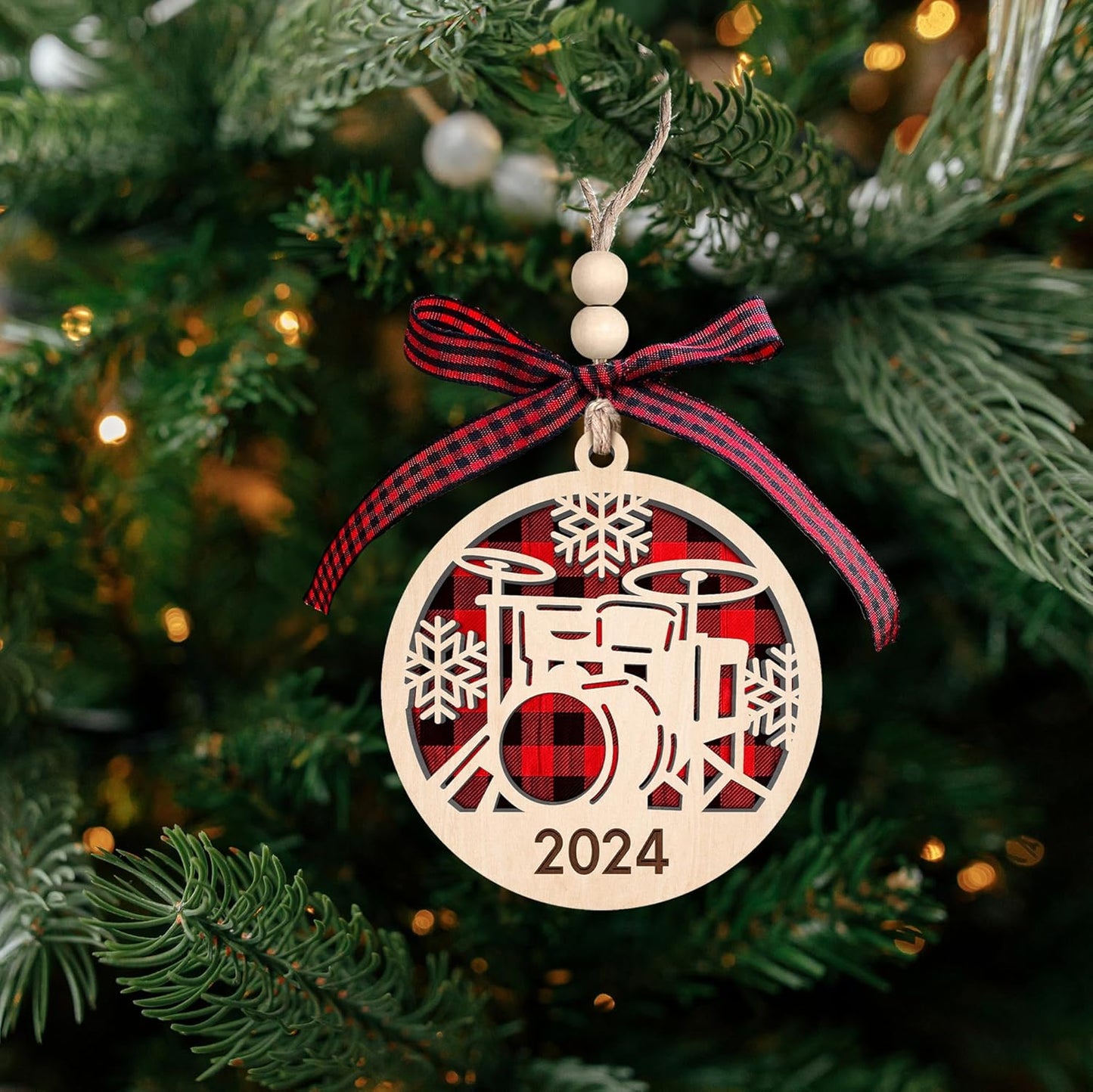 Drum Christmas Ornaments - Drummer Ornament - Drum Gifts, Drummer Gifts for Men - Wood Xmas Tree Ornament