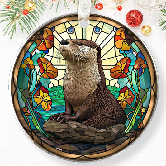 Otter Christmas Ornament - Animal Christmas Ornaments, Otter Ornaments for Tree - Acrylic Ornament