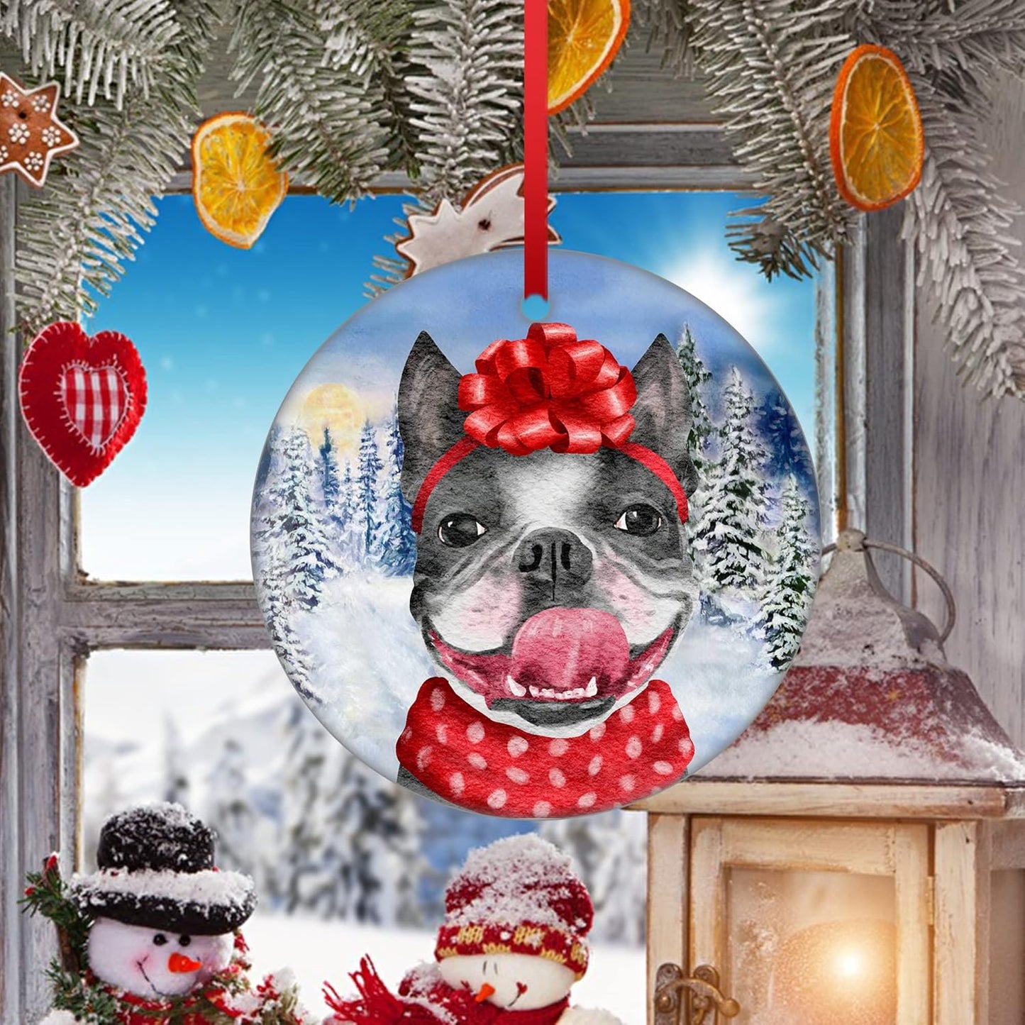 French Bulldog Mom Christmas Ornament Dog Christmas Hanging Ornament Dog Mom Idea Ornament Puppy Christmas Ornament 2023 Dog Baby's First Christmas Ornament Ceramic Ornament