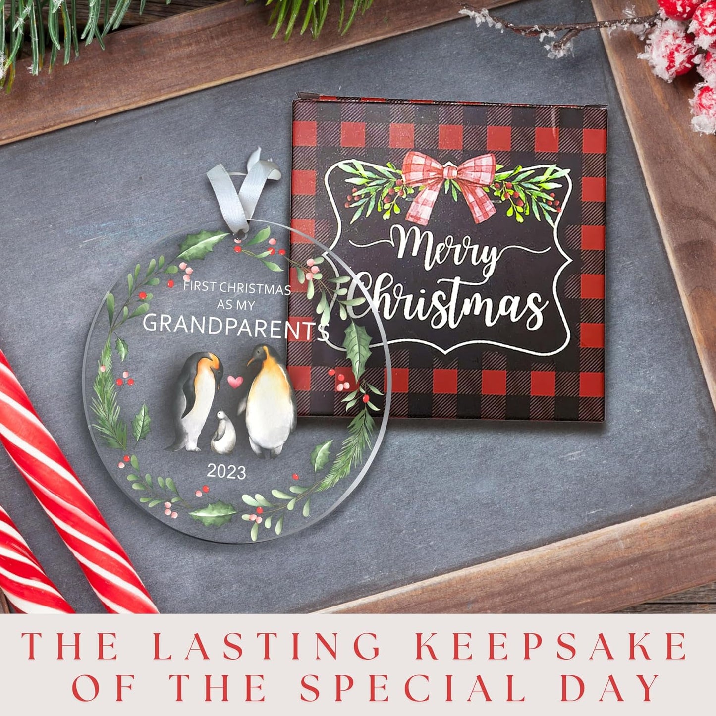 Grandparents Ornament - Grandparents Gifts 2023 - Acrylic Grandma Grandpa Ornament 2023