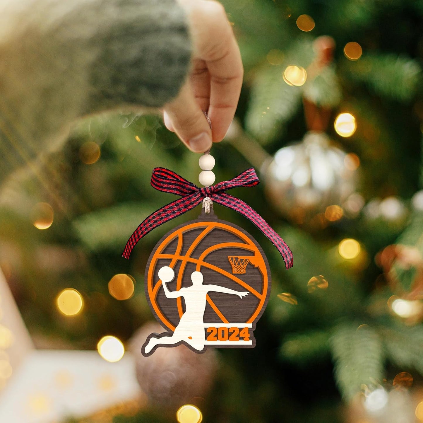 Basketball Gifts for Men and Teenagers - Wood Christmas Ornament for Boys - Cute Holiday Present
