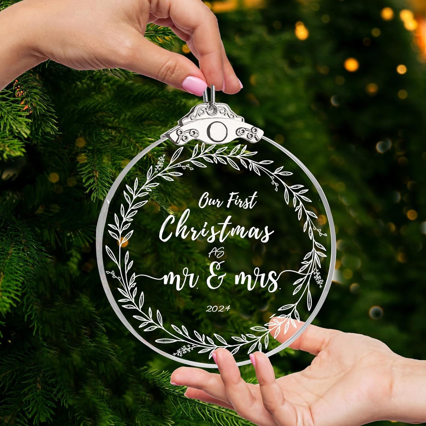 Wedding Gifts Our First Christmas as Mr Mrs Married 2024 Ornament Decoration Ornaments New Home 3" Gift Bridal Shower Gifts Newlywed Holiday Keepsake Decor (Mr Mrs)