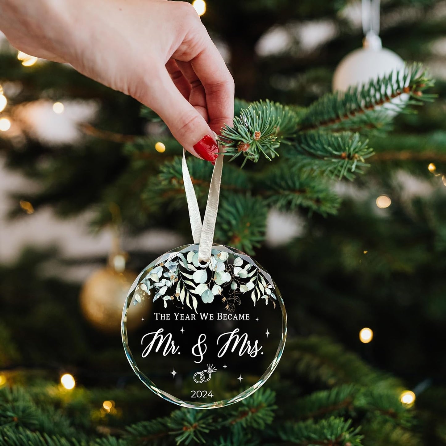 Wedding Gifts - Wedding Gifts for Couples 2024 - Married Couple Gift Ideas, Bridal Shower Gift Ideas - 1st Glass First Christmas Married Ornament 2024