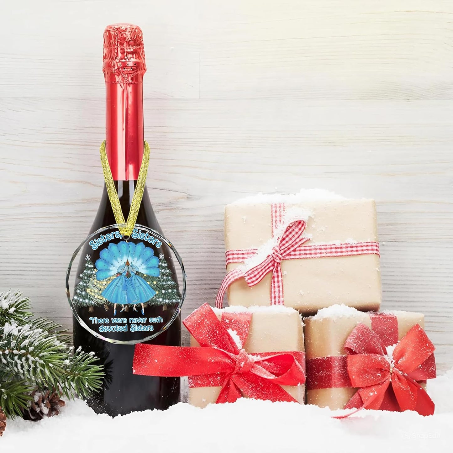 Gift for Sisters - Sister Gift from Sister - White Sisters Decor - Gifts for Women Best Friend - Car Hanging Decoration Ornament - Wine Bottle Decor