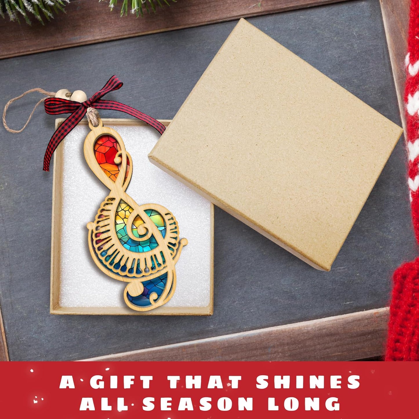 Music Note Ornament - Musical Notes Christmas Ornaments - Gifts for Music Lovers - 2 Layer Wood Acrylic Ornament 2024