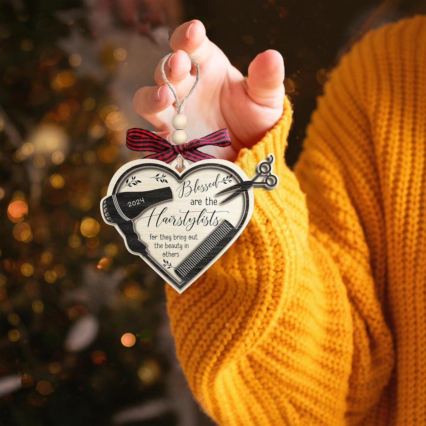 Hairdresser Gifts for Women - Hairdresser Ornament, Hair Stylist, Barber, Cosmetology Keepsake - Gifts for Female, Hair Stylist - Wood Ornament