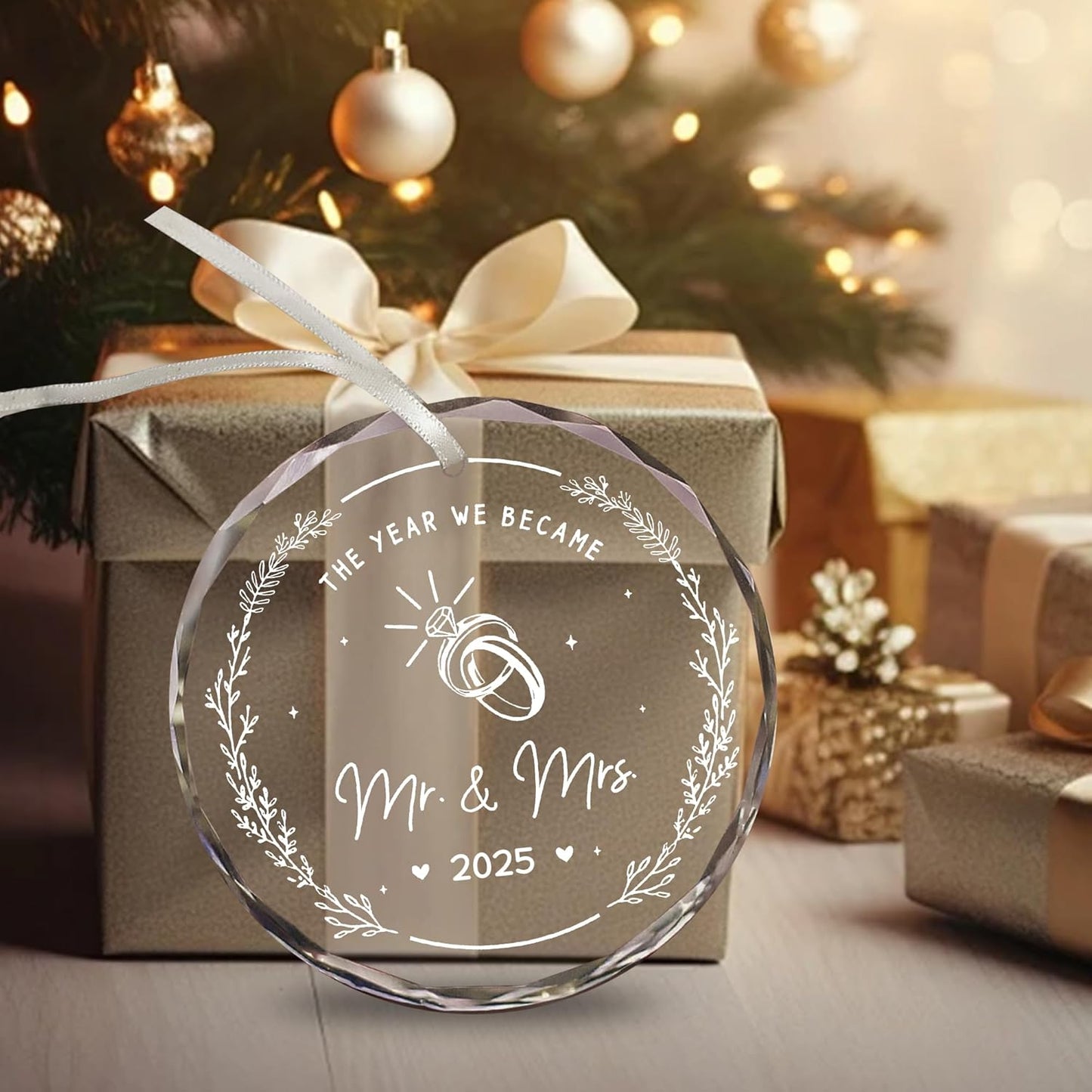 Wedding Gifts - Mr and Mrs Married Wedding Ornament 2025 - Just Married Gift for New Couples, Bride, Groom Bridal Shower Gifts Home Ornament Decoration