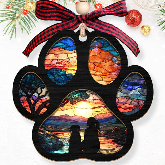 Dog Memorial Ornament - Pet Memorial Gifts, Pet Sympathy Gifts - 2 Layer Wood Acrylic Dog Suncatcher Ornament