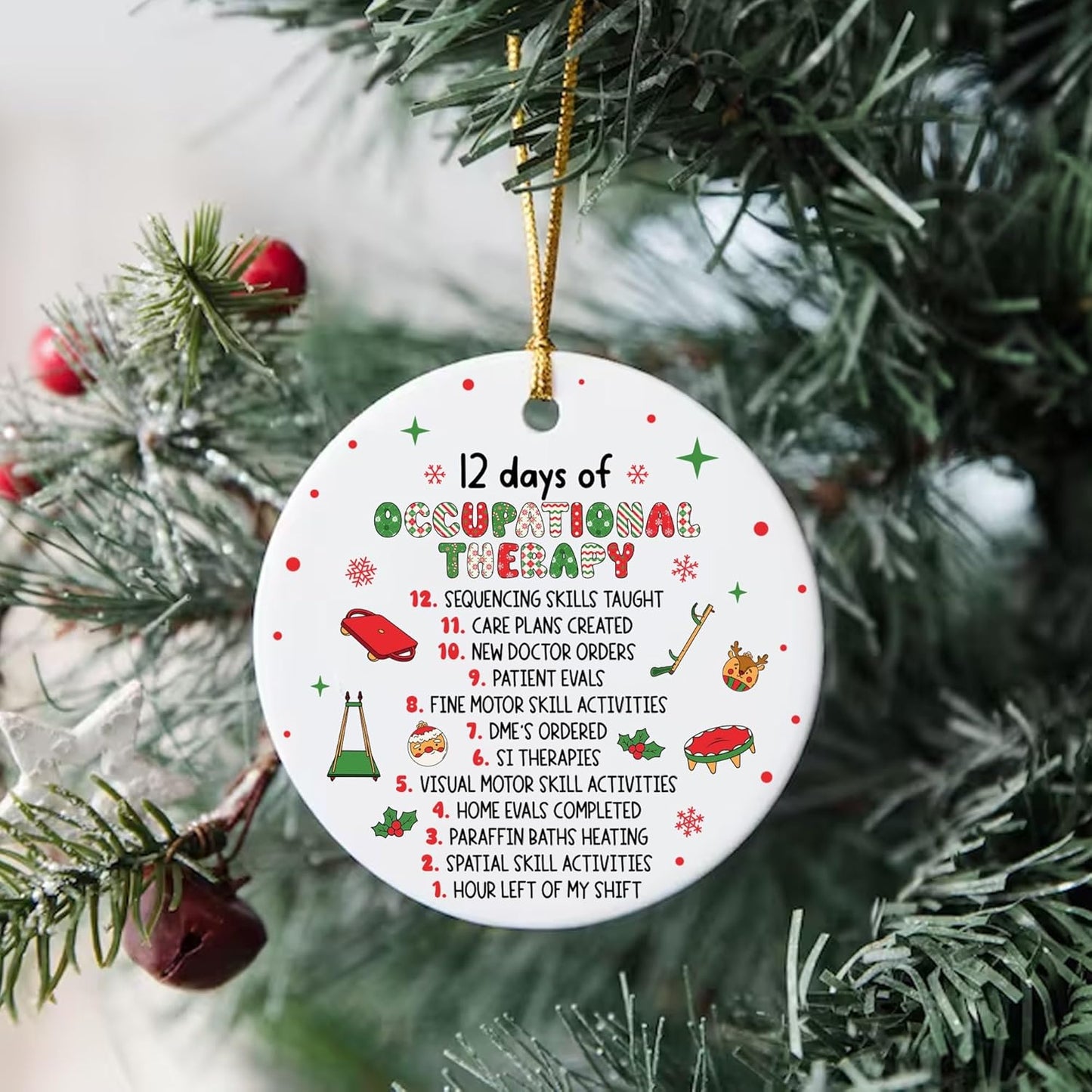 Christmas Occupational Therapy Ornament, 12 Day of Occupational Therapy Ornament, OT Christmas Ornament, Occupational Therapist Ornament, Gift for OT