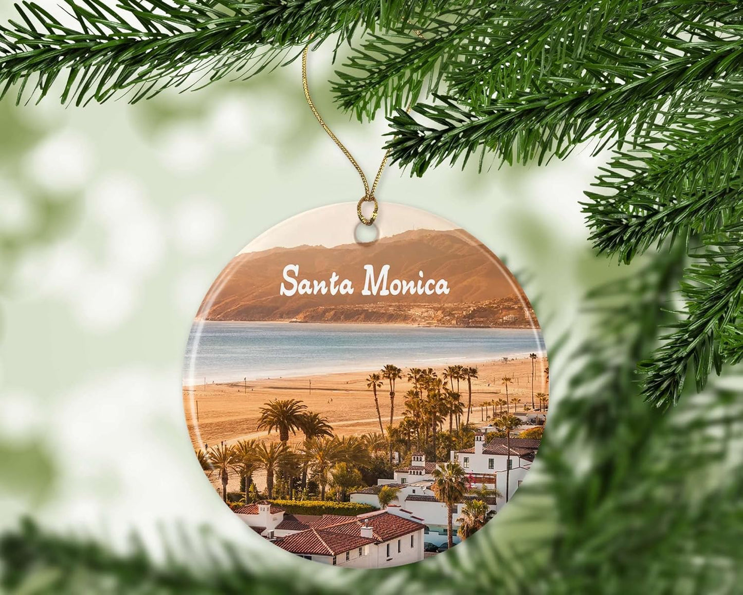 HTDesigns Santa Monica Ornament - Christmas Ornament - Christmas Ornament Tree Ornament - Santa Monica Christmas - Housewarming Gift - Travel