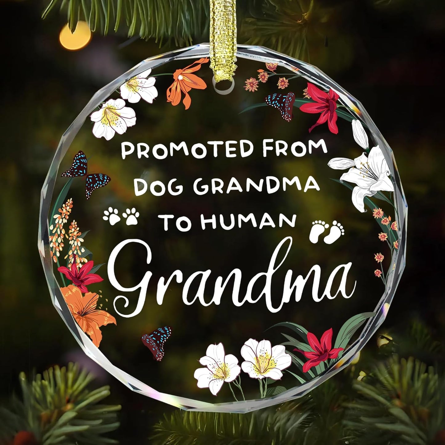 New Grandma Ornament - Promoted from Dog Grandma - New Grandmother Gift - Baby Annoucement Gift for 1st Time Grandmother - Car Hanging Decoration - Wine Bottle Decor