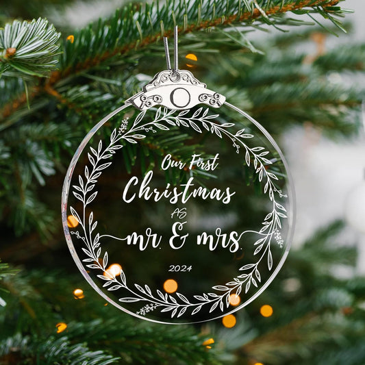 Wedding Gifts Our First Christmas as Mr Mrs Married 2024 Ornament Decoration Ornaments New Home 3" Gift Bridal Shower Gifts Newlywed Holiday Keepsake Decor (Mr Mrs)