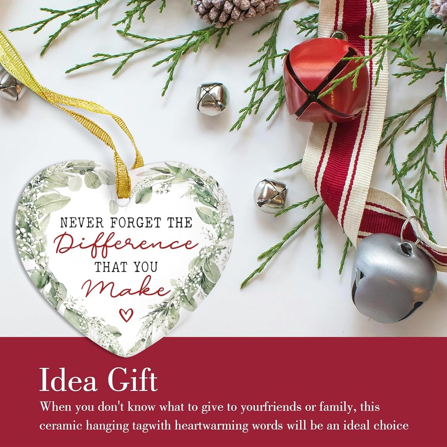Thank You Christmas Ornament - Thank You Gift for Women, Men - Christmas, Appreciation Gift for Coworker, Friend, Boss, Employee - Never Forget The Different That You Make - 2025 Xmas Decor