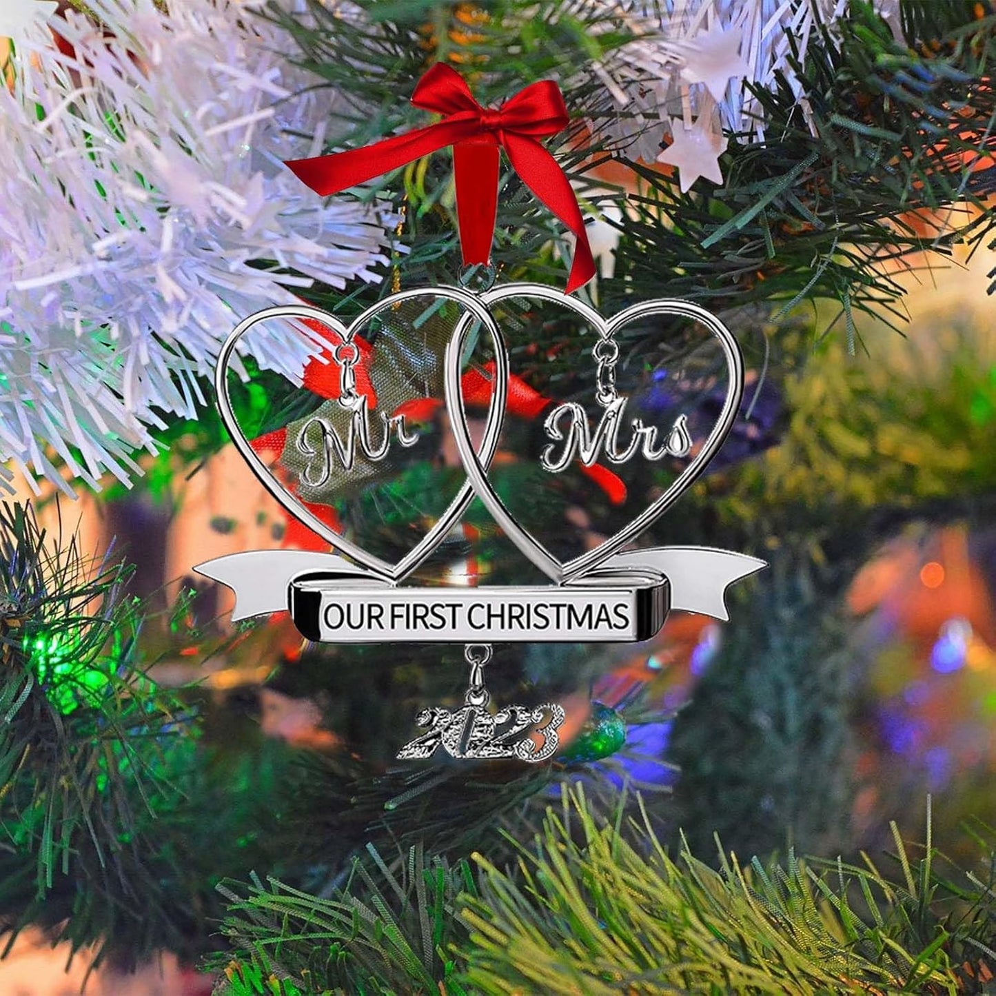 Christmas Ornament 2024 Our First Married Mr Mrs Tree Decoration Wedding Gifts Couple Xmas Bridal Shower Newlywed Gift 1st Keepsake Unique (Our First Christmas)