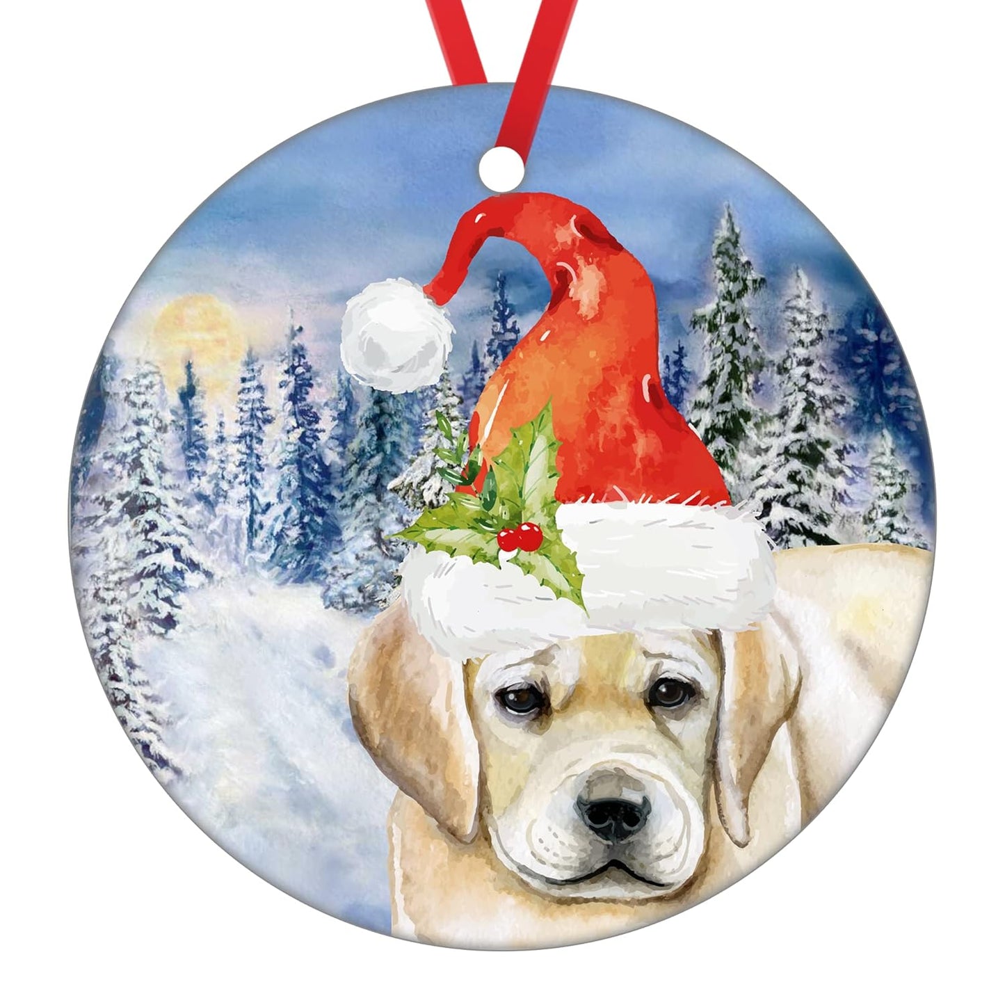 Golden Retriever Christmas Ornament Santa Dog Ornament Retriever Dog's First Christmas Hanging Ceramic Ornament Christmas Tree Decorations Merry Christmas Ornament 2022 Pet Puppy Christmas Ornament