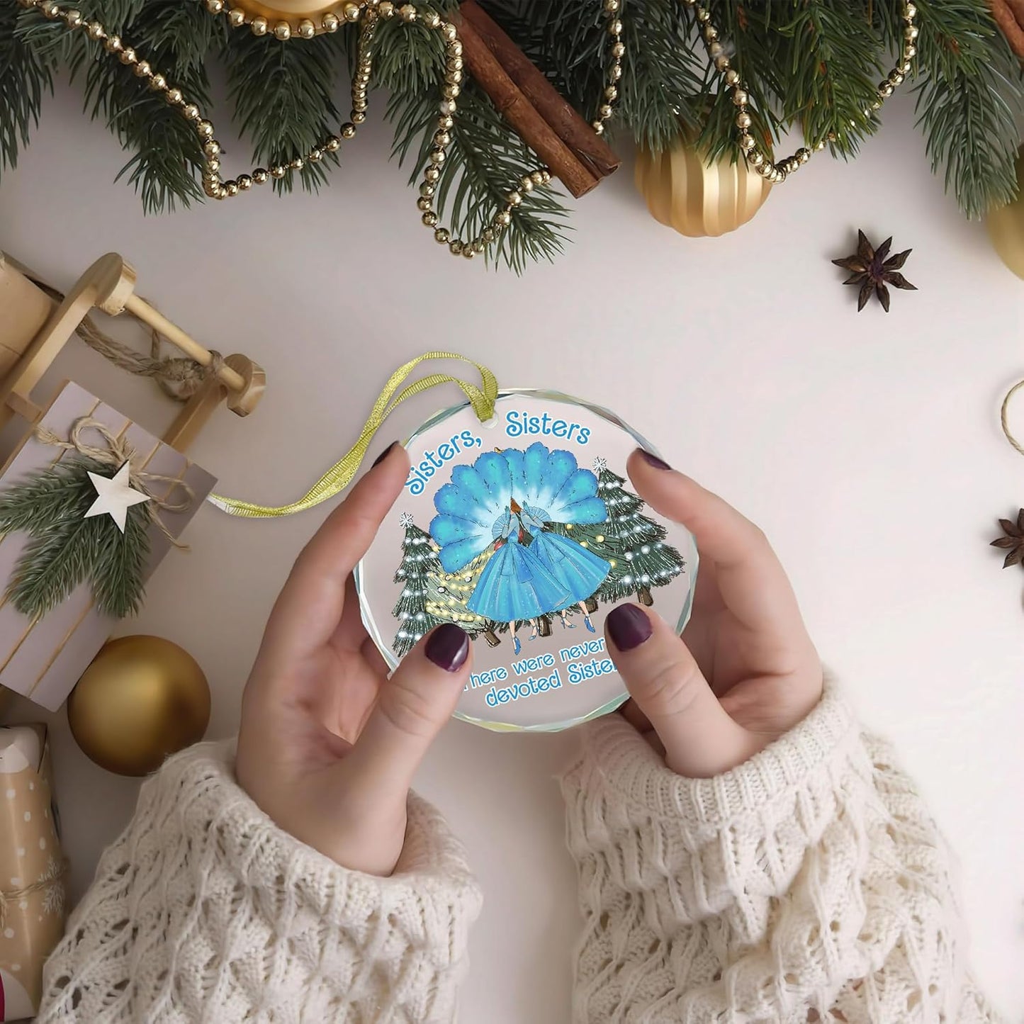 Gift for Sisters - Sister Gift from Sister - White Sisters Decor - Gifts for Women Best Friend - Car Hanging Decoration Ornament - Wine Bottle Decor