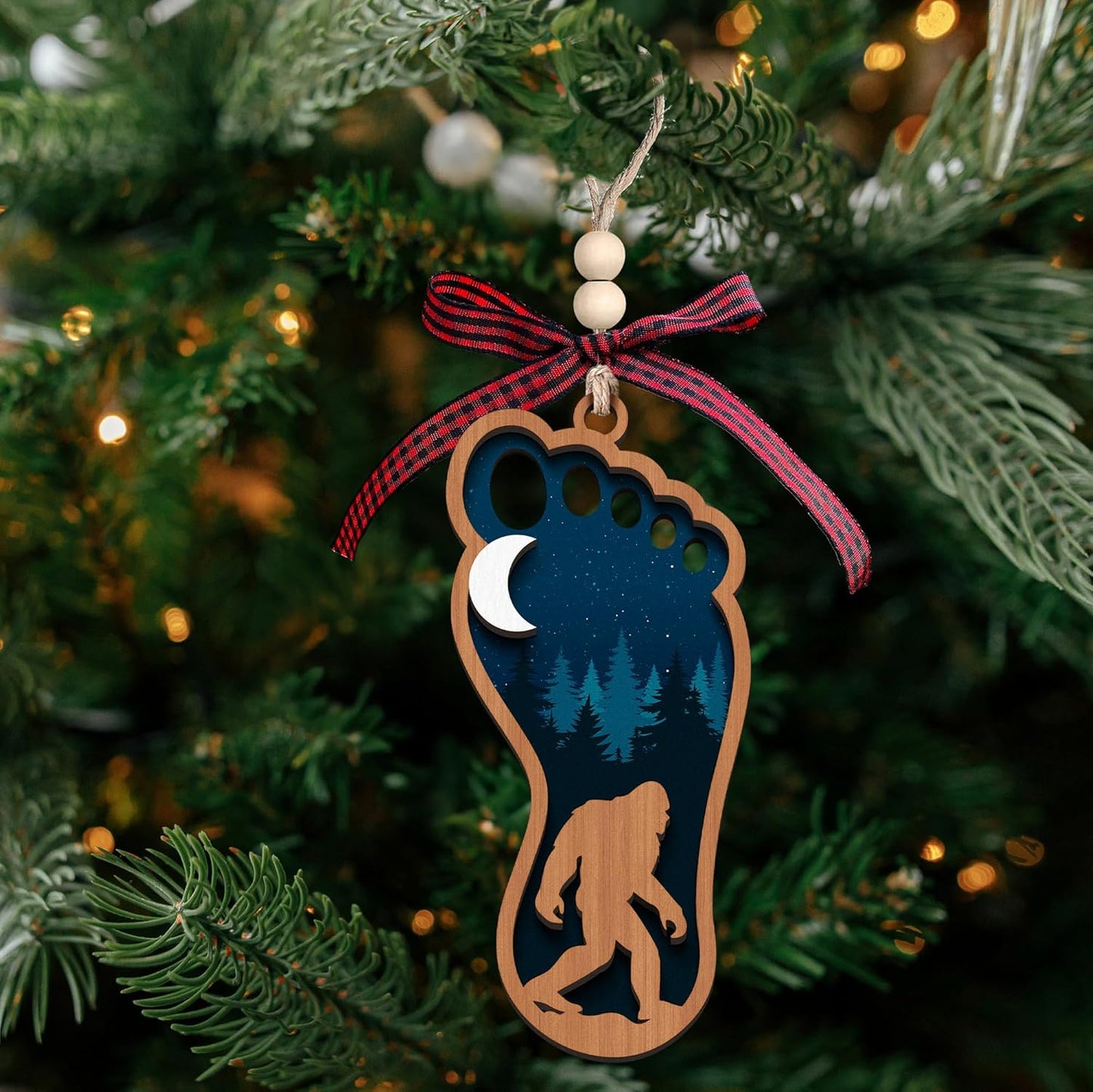 Bigfoot Ornament - Bigfoot Gifts, Sasquatch Gifts - Sasquatch Big Foot Christmas Tree Ornaments - Wood Ornament
