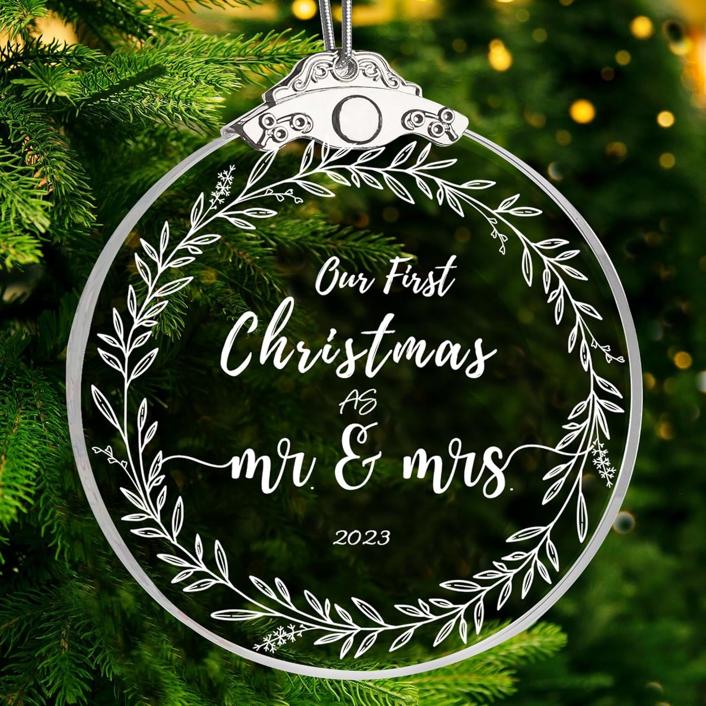 Wedding Gifts Our First Christmas as Mr Mrs Married 2024 Ornament Decoration Ornaments New Home 3" Gift Bridal Shower Gifts Newlywed Holiday Keepsake Decor (Mr Mrs)