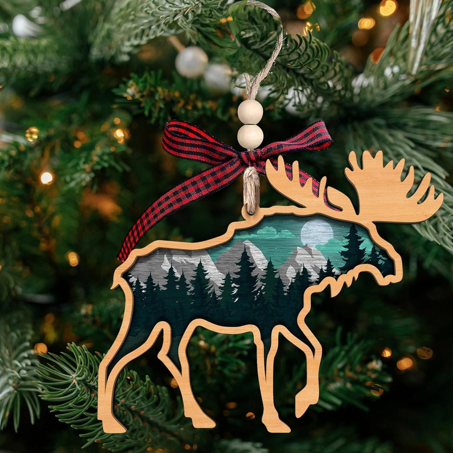 Moose Ornament - Moose Ornaments for Christmas Tree - Gifts for Christmas, Lovers Gifts - Wood Ornament