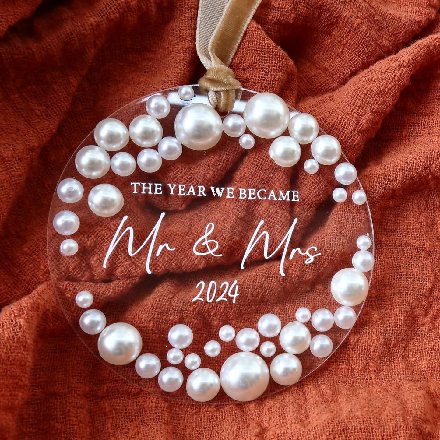Wedding Gifts, Mr and Mrs Bridal Shower Gifts Couple, Bride, Wife, Her- First Married Christmas Ornament
