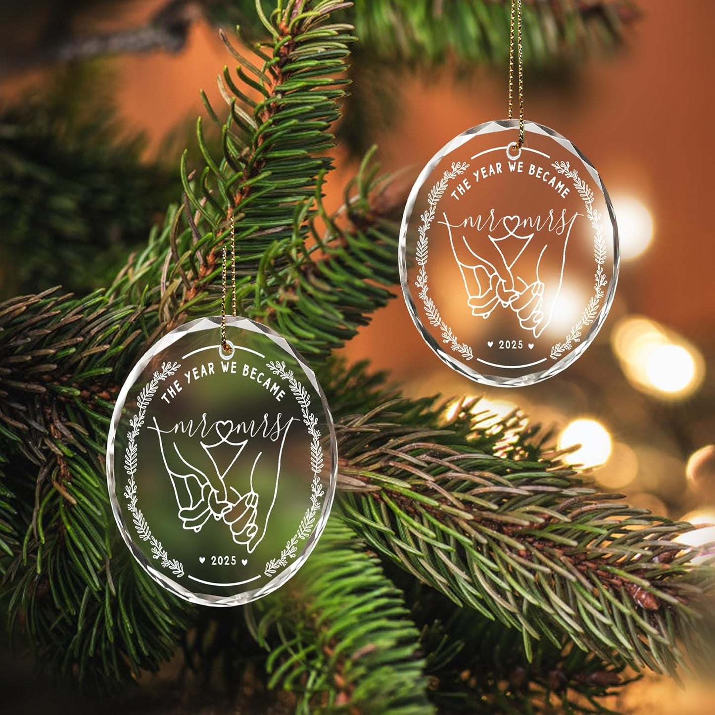 Wedding Ornament 2025, Wedding Gifts for Couples, Newlyweds Gifts First Christmas Married Ornament 2025, The Year We Became Mr and Mrs