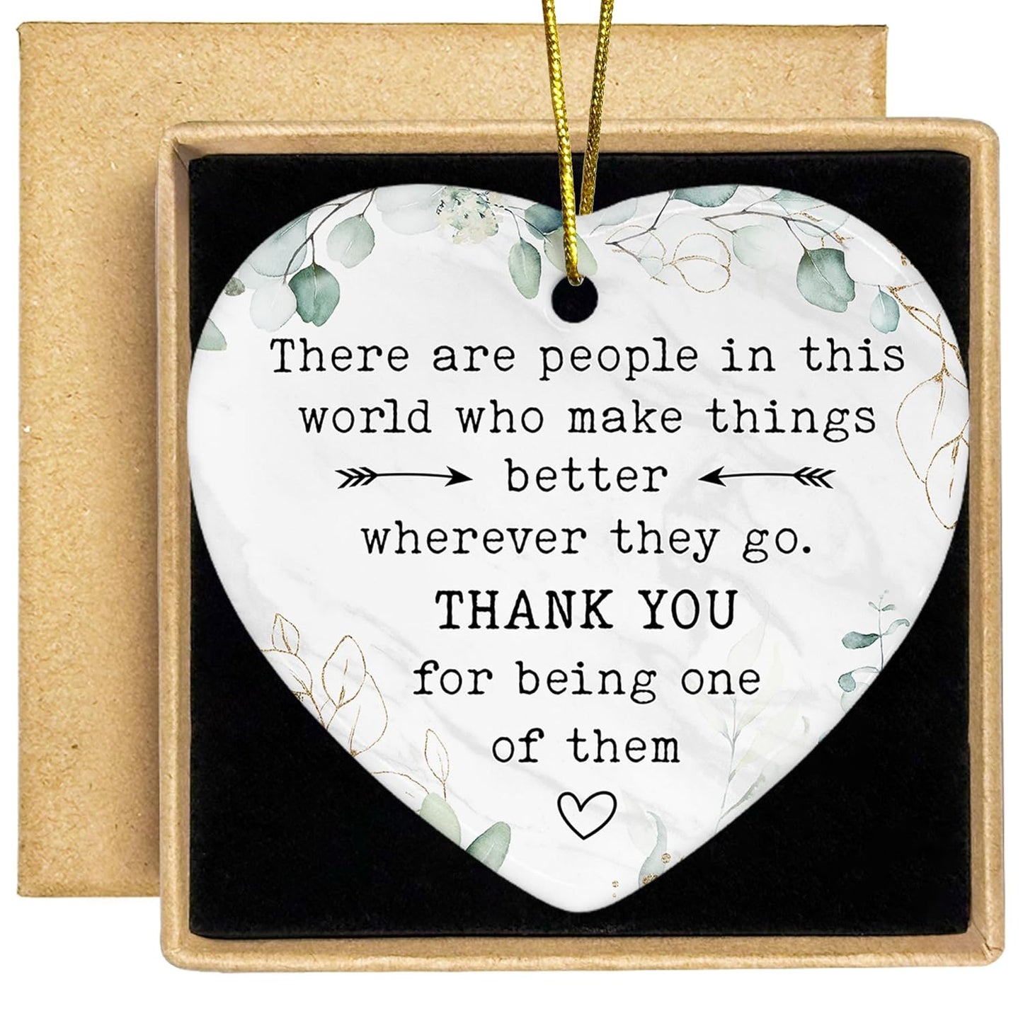 Thank You Gifts - Employee Appreciation Gifts - Retirement Gift for Woman, Men - Teacher Appreciation Gift - Ideas for Coworker, Boss - Ceramic Heart Hanging Ornament