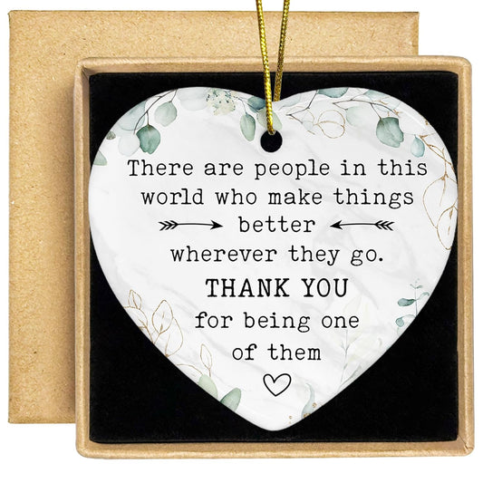 Thank You Gifts - Employee Appreciation Gifts - Retirement Gift for Woman, Men - Teacher Appreciation Gift - Ideas for Coworker, Boss - Ceramic Heart Hanging Ornament