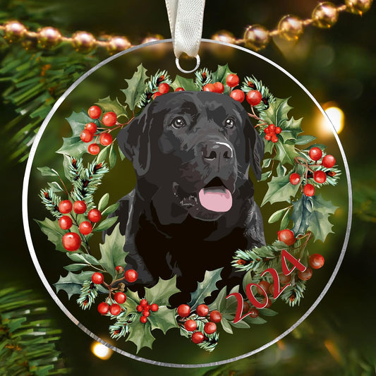Black Lab Retriever Dog Ornaments - Labrador Gifts for Women & Men, Dog Lovers - Acrylic Christmas Tree Ornament 2024
