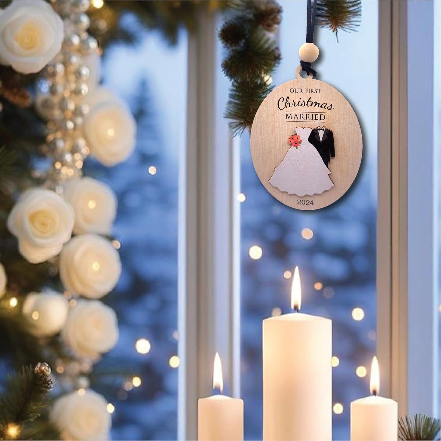 First Christmas Married Ornament 2024: Celebrate Your First Year Together, New Home Ornament 2024, Engagement and Wedding Gifts for Couples.